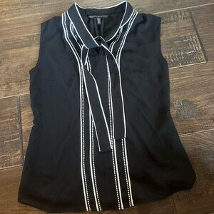 White House Black Market Black Top with White Accents